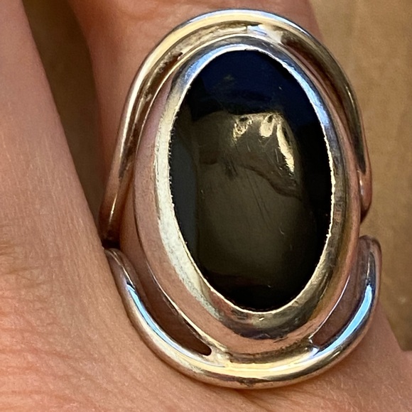 Vintage black 925 sterling silver ring from Mexico - Picture 3 of 8